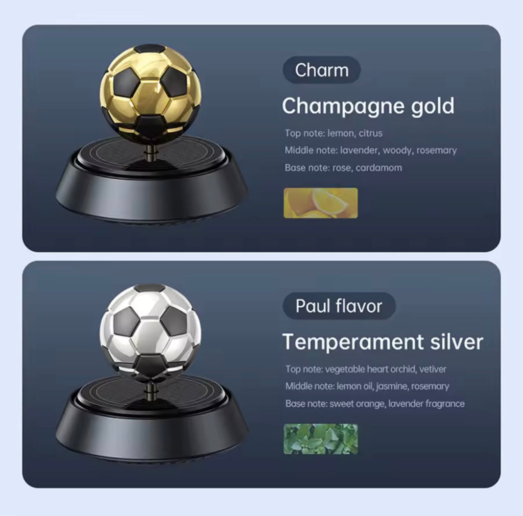 Désodorisant Solaire Ballon de Foot — Diffuseur Rotatif Premium pour Voiture
