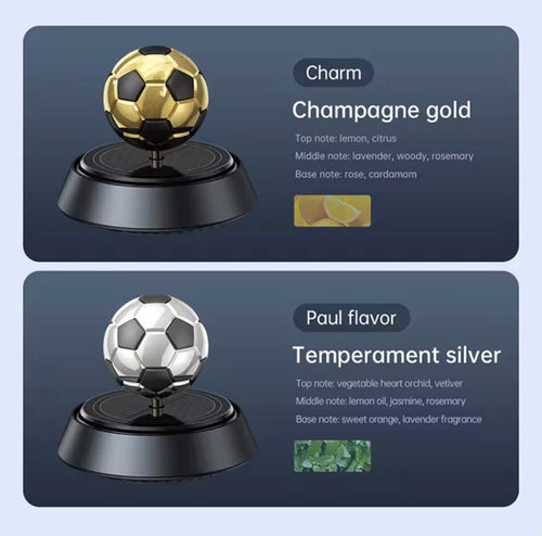 Désodorisant Solaire Ballon de Foot — Diffuseur Rotatif Premium pour Voiture