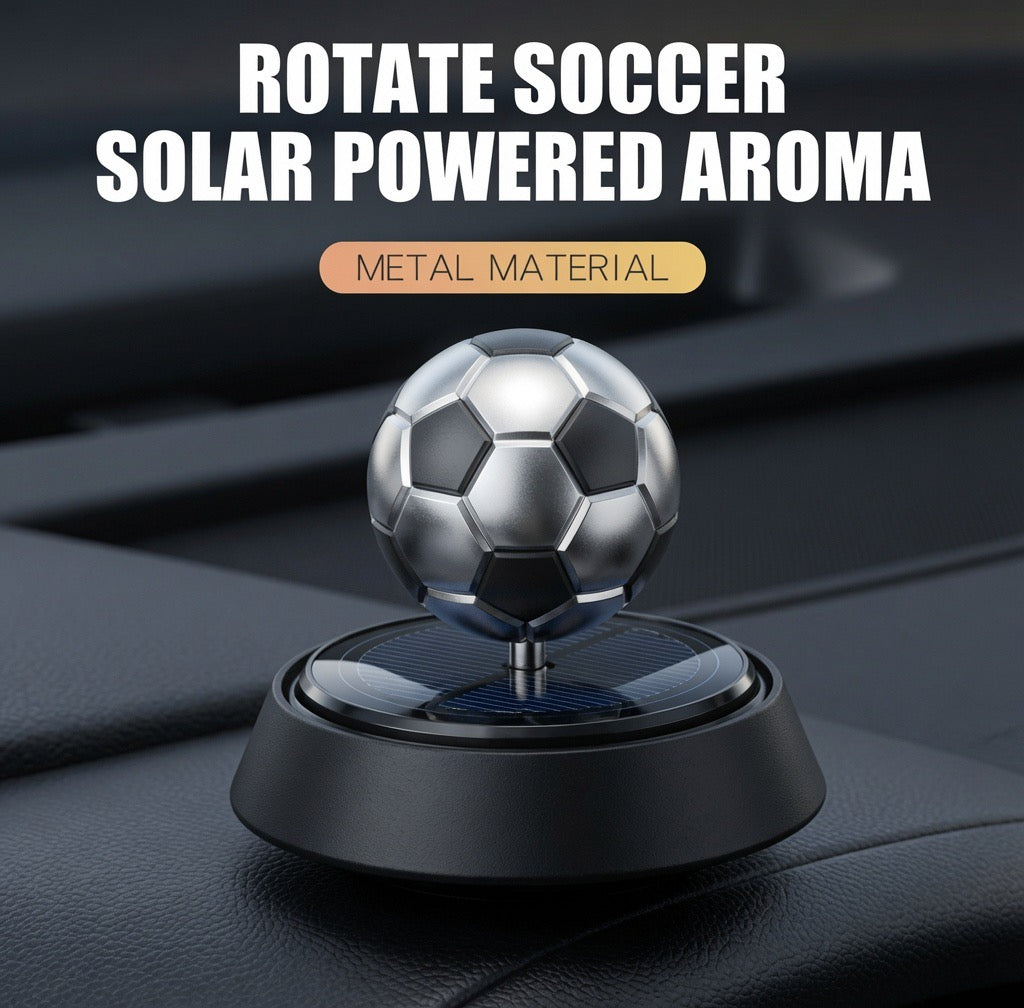 Désodorisant Solaire Ballon de Foot — Diffuseur Rotatif Premium pour Voiture